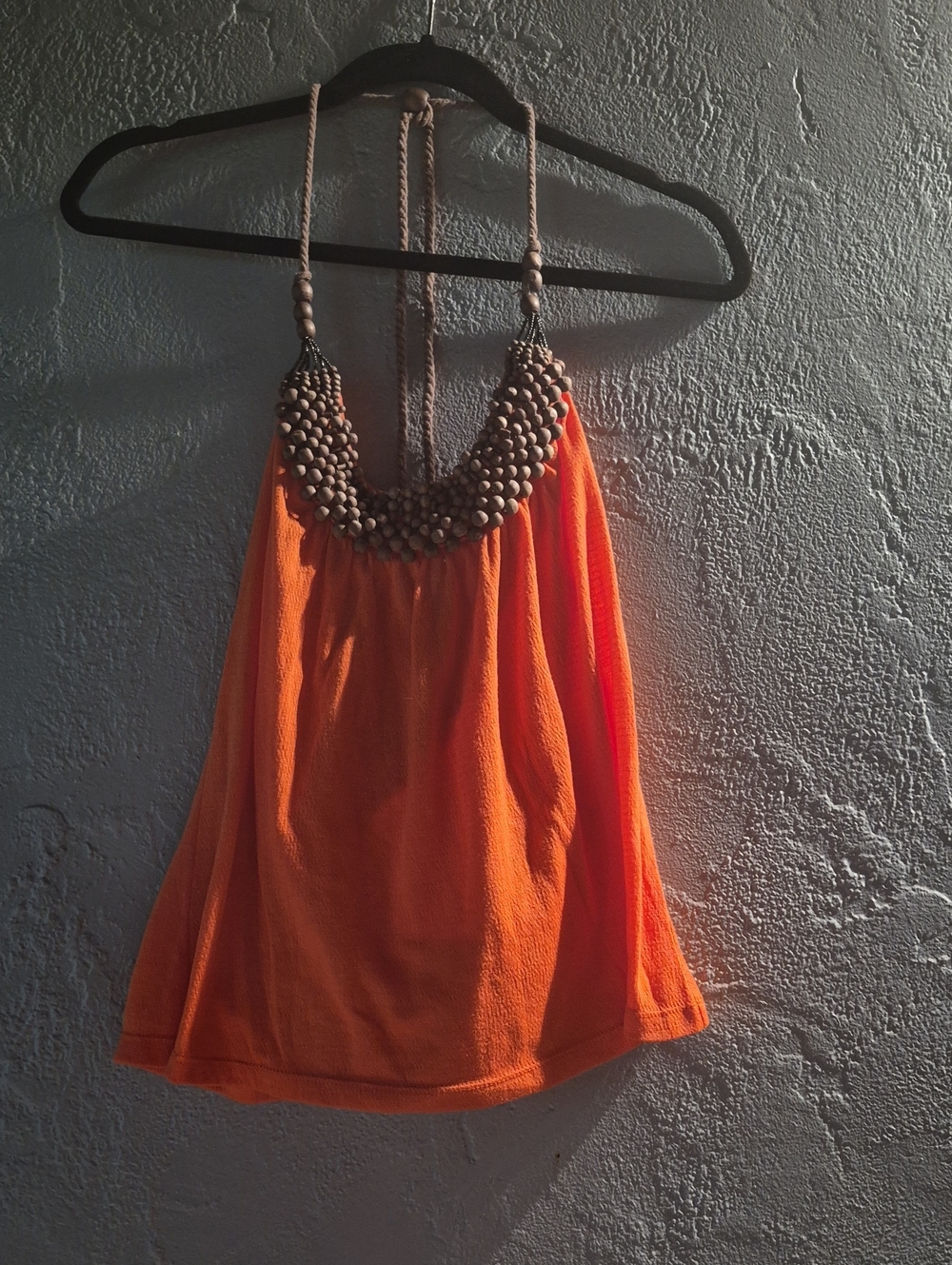 Beaded Halter Tank Top - Orange
